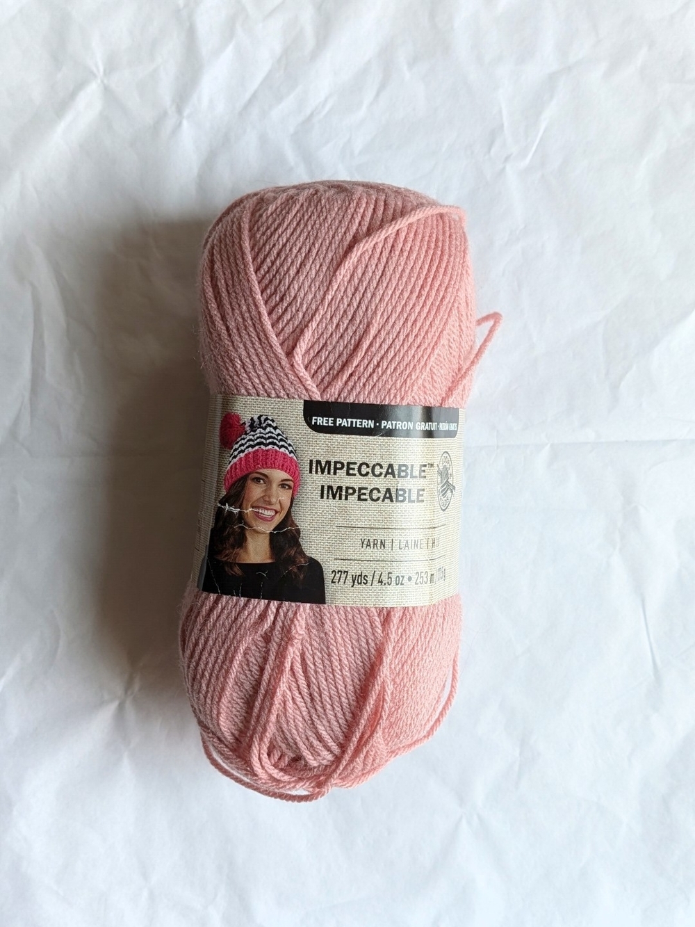 1 skein Impeccable yarn in the color soft rose